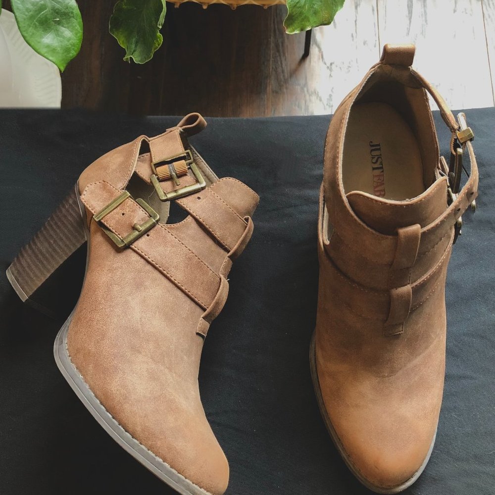 boot heals faux leather